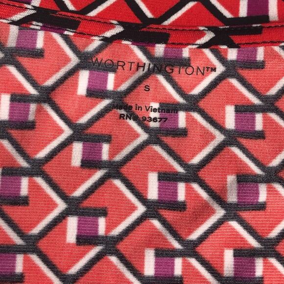 Worthington Womens Short Sleeve Printed Professional Style Blouse Sz S - Picture 6 of 10